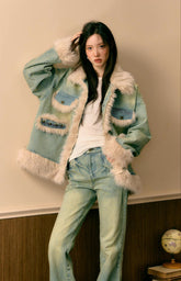 Plush Patchwork Denim Suit Set